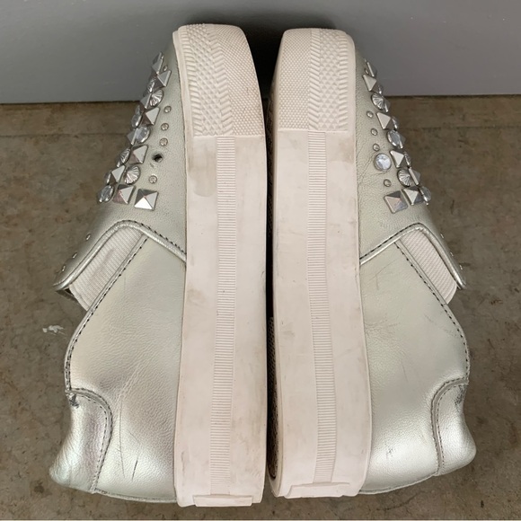 Ash Lynn Clodi Silver Studded Slip-On Leather Platform Shoes Size 31/13 - Picture 6 of 10